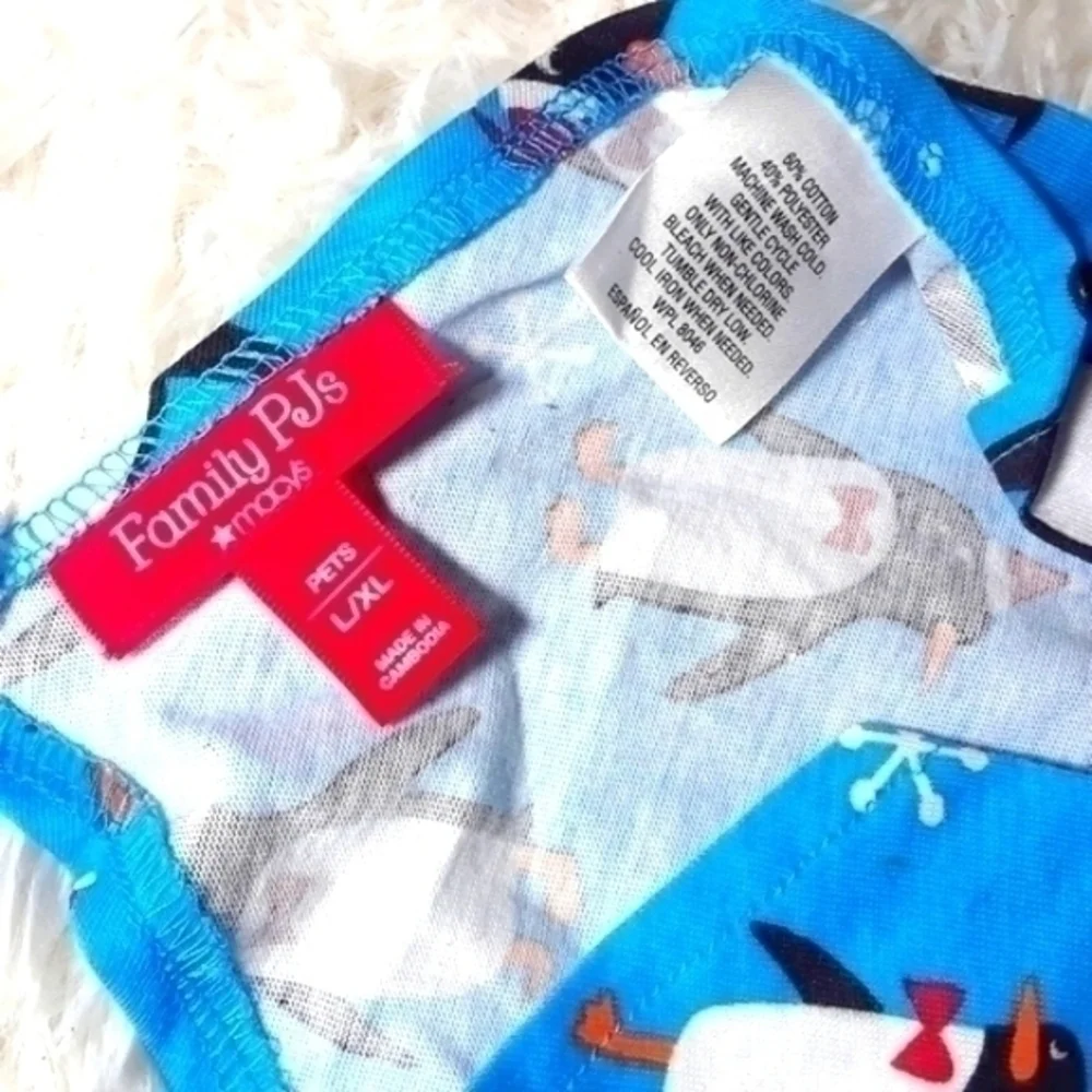 Macys Family PJ's Holiday Penguins Pet Bandana